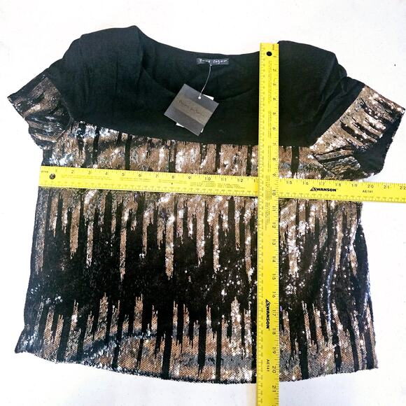 NEW Pure Sugar Black Sequin Short Sleeve T-shirt Blouse Top Women's Size S 3332 - Picture 7 of 8